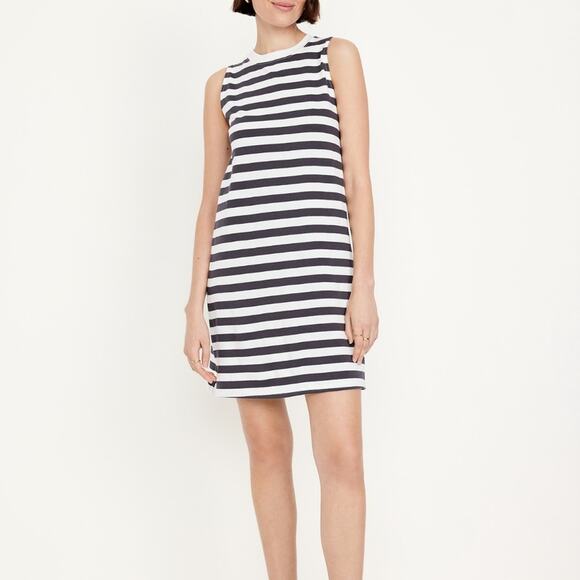 Old Navy Charcoal Stripe Vintage Sleeveless Mini T- Shirt Dress - Picture 1 of 9